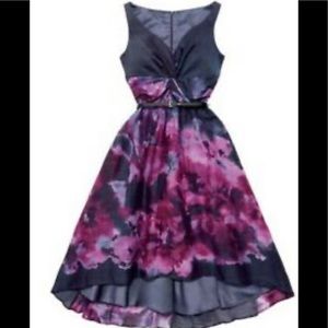 Neiman Marcus Silk Blend Purple Fuchsia Watercolor Sleeveless Dress